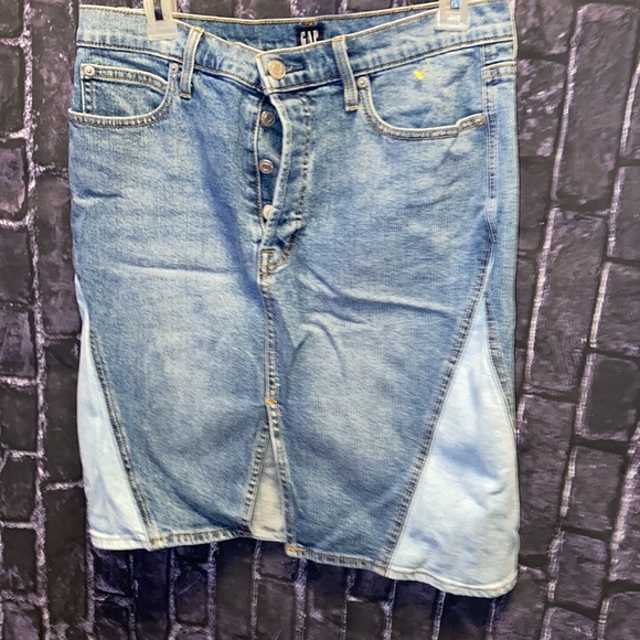 GAP Jeans Color Block Two Toned Button Down Fly Denim Mini Skirt Size EU30 Y2K - Picture 4 of 10